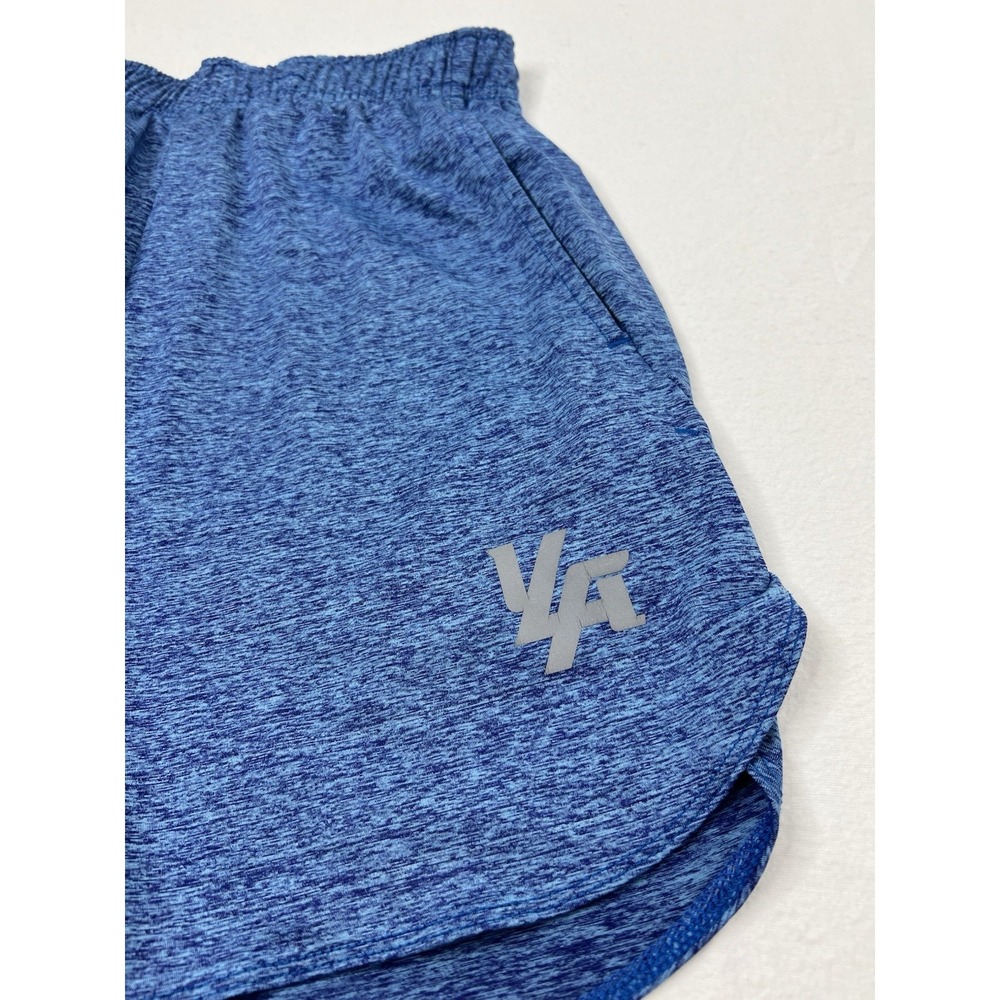 YoungLA Shorts Mens Medium Blue Heather Stretch Zip Pockets Active Training Gym - Picture 3 of 11